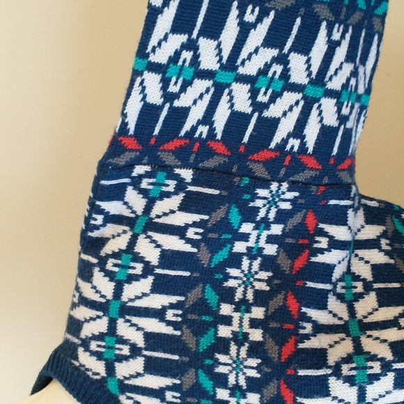 Vintage sweater wool blend crew neck navy blue white snow ski pattern size M - Picture 3 of 7